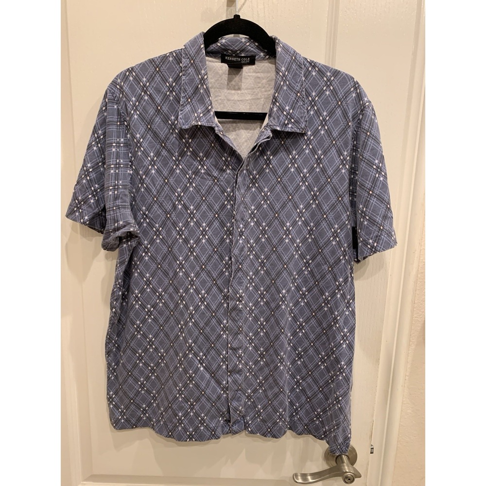 Kenneth Cole‎ Vintage Grey Argyle Button Down Shirt